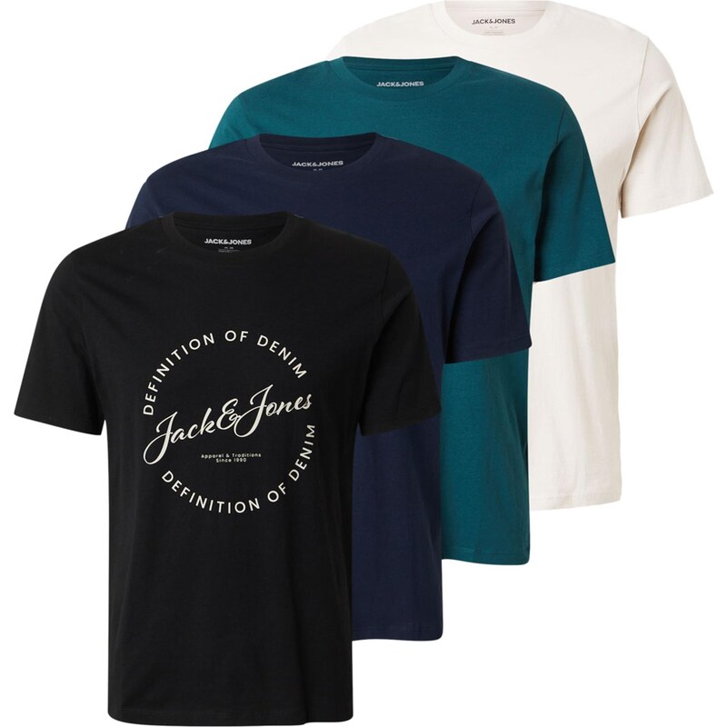JACK & JONES Tričko JJGRAYSON béžová / námornícka modrá / smaragdová / 67774712
