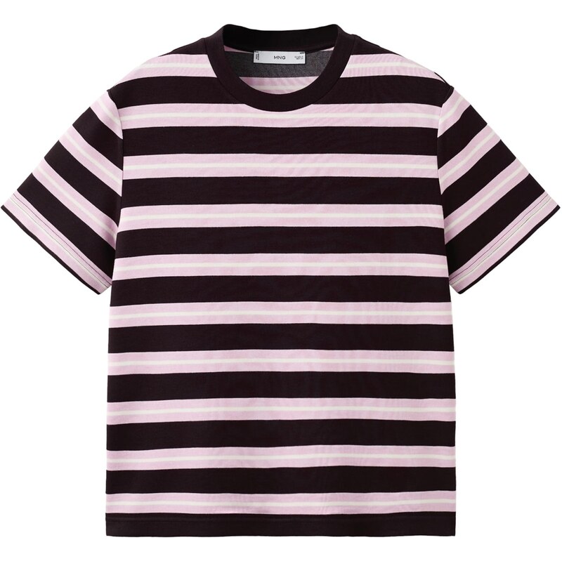 MANGO Tričko DOLLY krémová / tmavohnedá / ružová 67774983