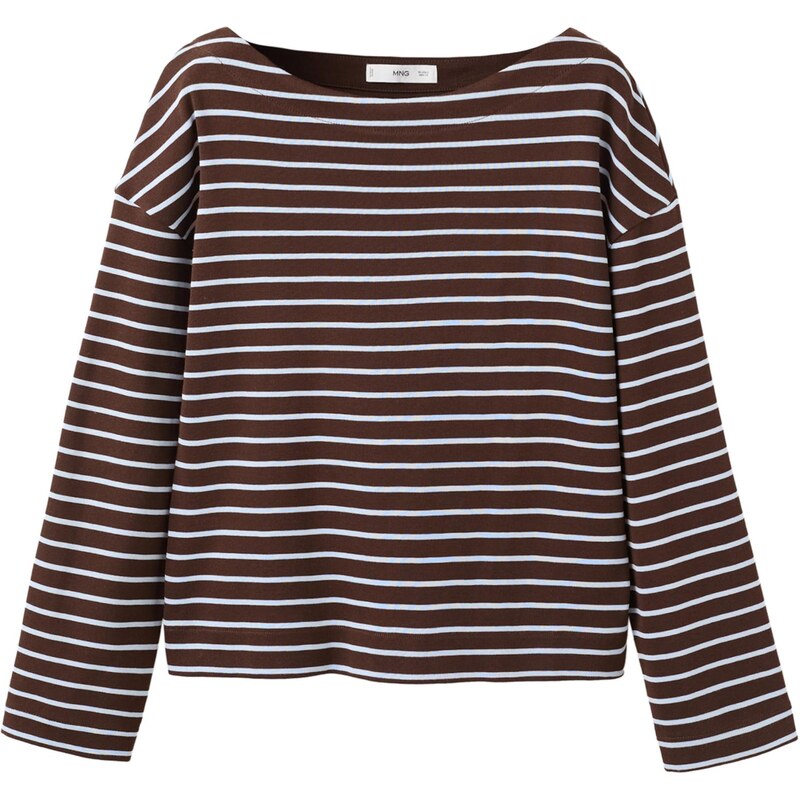 MANGO Mikina TIMOTHEE čokoládová / biela 67775030