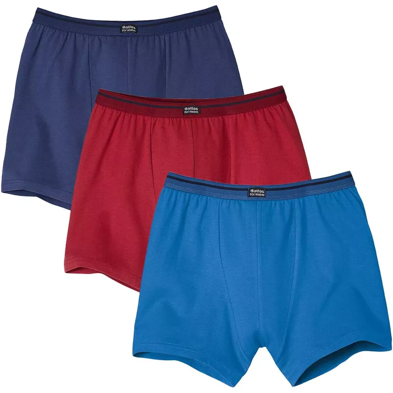 Sada 3 jednofarebných boxeriek Atlas For Men Modrá 67769501