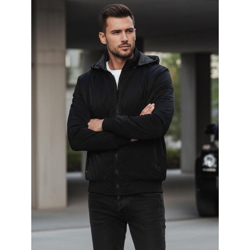 Pánska bunda s kapucňou obojstranná Dstreet TX4951 65691186