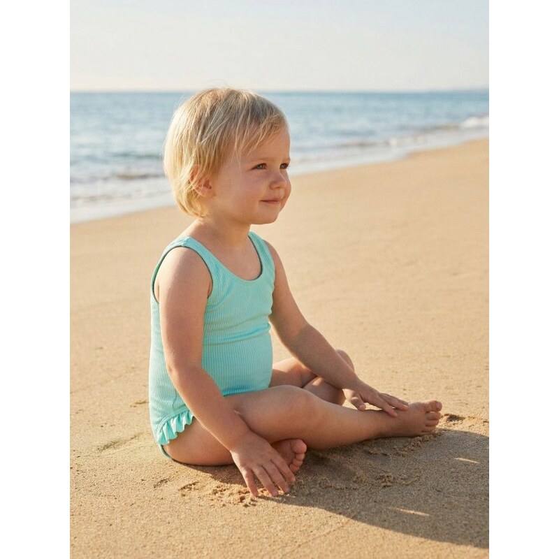 Sinsay - Jednodielne plavky s ozdobnými volánmi - bledozelená 67769566