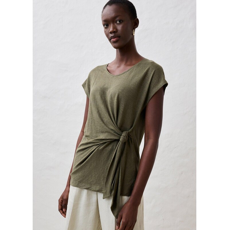 bonprix Zavinovacie tričko z čistého plátna, farba zelená 62858135