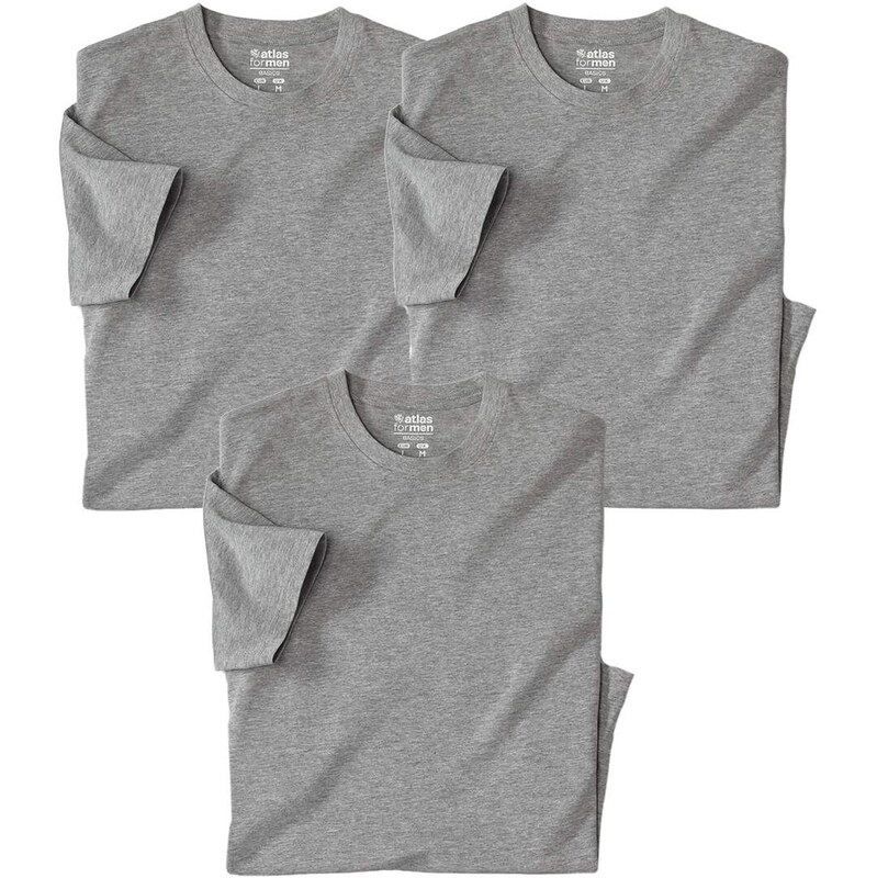 Sada 3 sivých tričiek s krátkym rukávom Atlas For Men Sivá 67850766