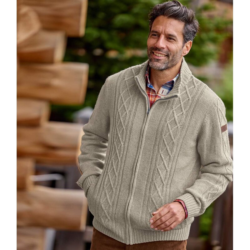 Melírovaný sveter s pletenými vzormi Atlas For Men Béžová 67887533