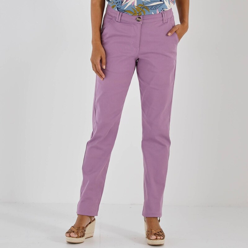 Strečové chino nohavice lila 052 Blancheporte 67772264