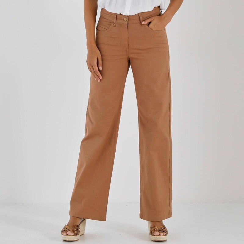 Široké keprové nohavice s 5 vreckami oriešková 054 Blancheporte 67772265