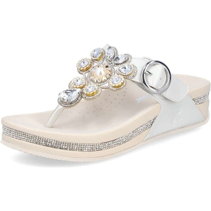 Dámske žabky RIEKER V1461-90 strieborná S6 67775049