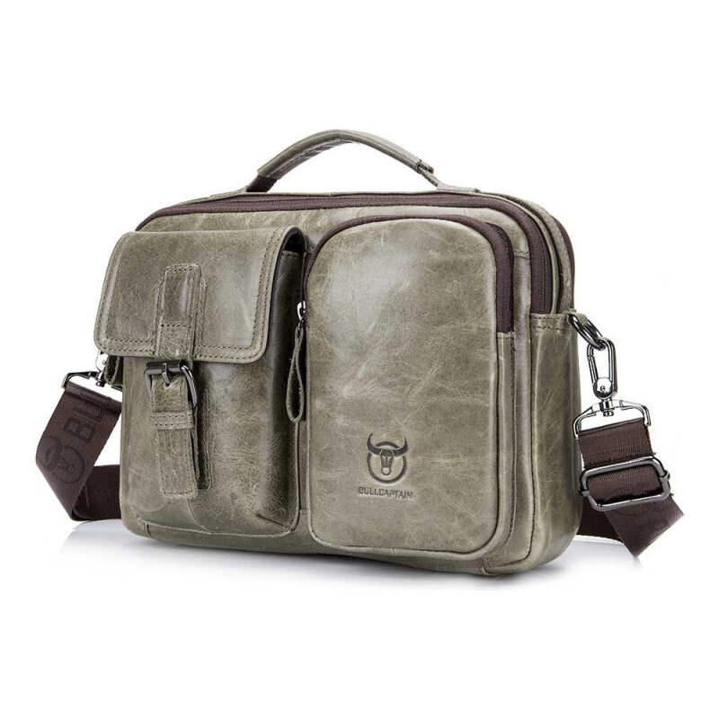 Bullcaptain pánska kožená vintage taška Odoric Šedá 65226941