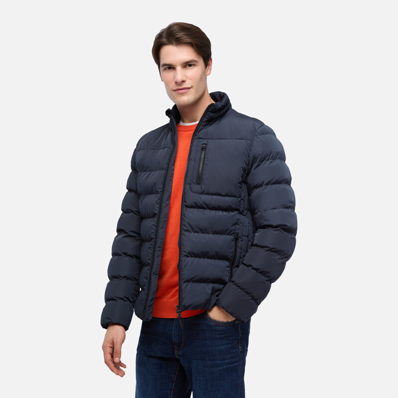 Dark Blue Mens Quilted Jacket Geox Snake - Mens 65782189