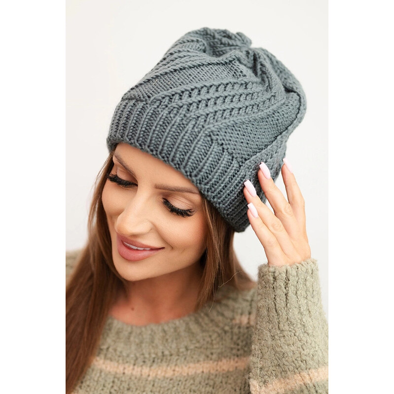 K-Fashion Dámska zimná čiapka s vlnou graphite 67778552
