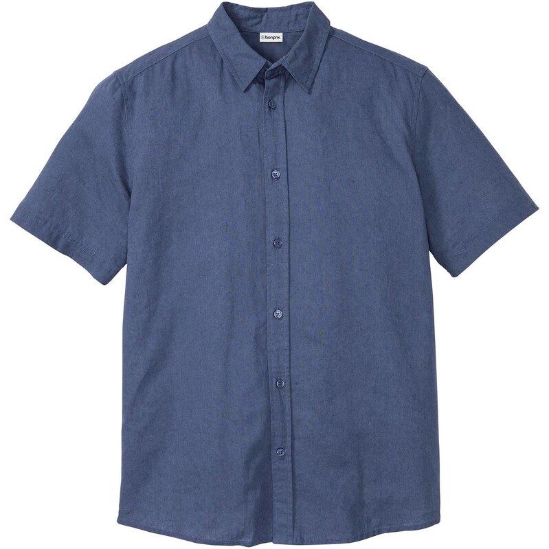 bonprix Košeľa s krátkym rukávom s plátnom, farba modrá 67624335