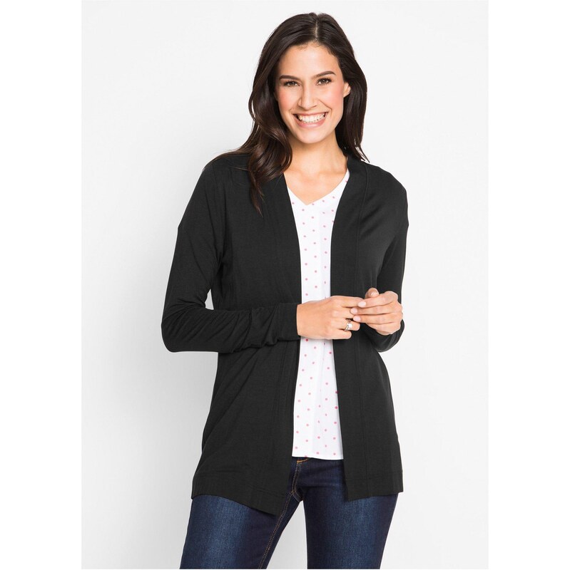 bonprix Úpletový svetrík z jemnej viskózy, farba čierna 67826959