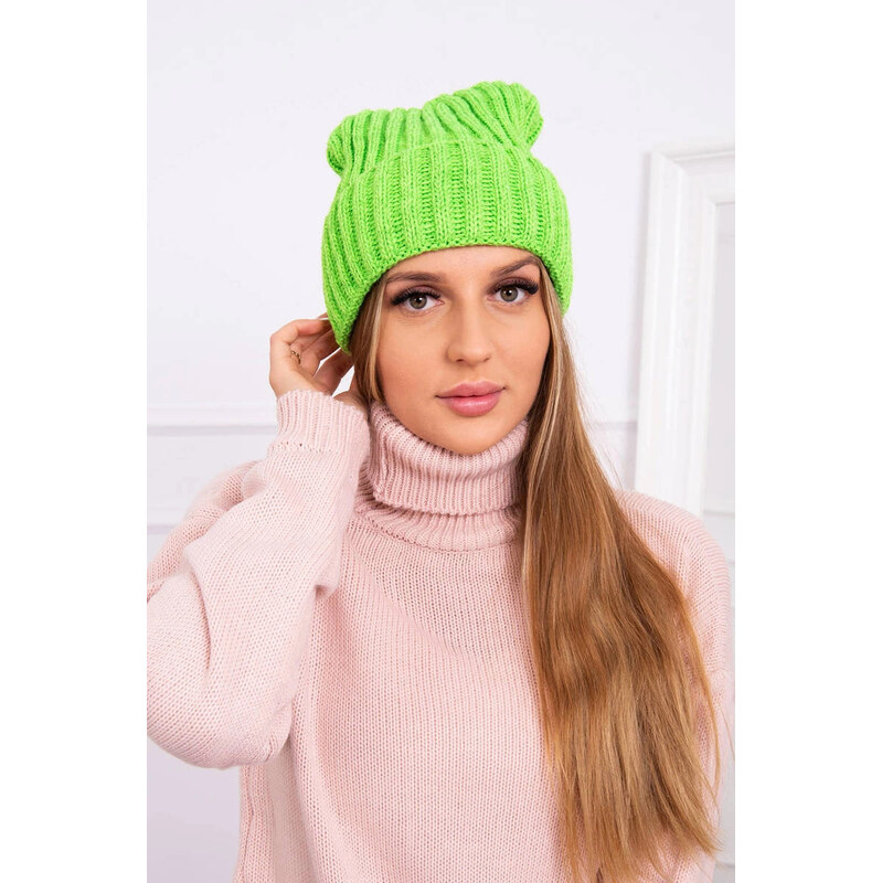 K-Fashion Čiapka Magda s okrajom K293 zelená neónová 67778990