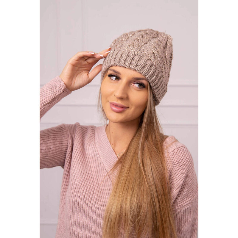 K-Fashion Dámska čiapka Kalina K362 dark beige 67779008