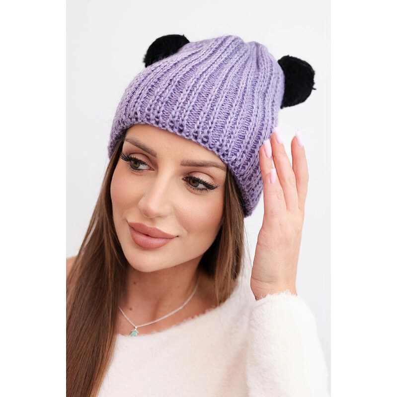 K-Fashion Dámska zimná vlnená čiapka s bambulou K433 fialová 67779056