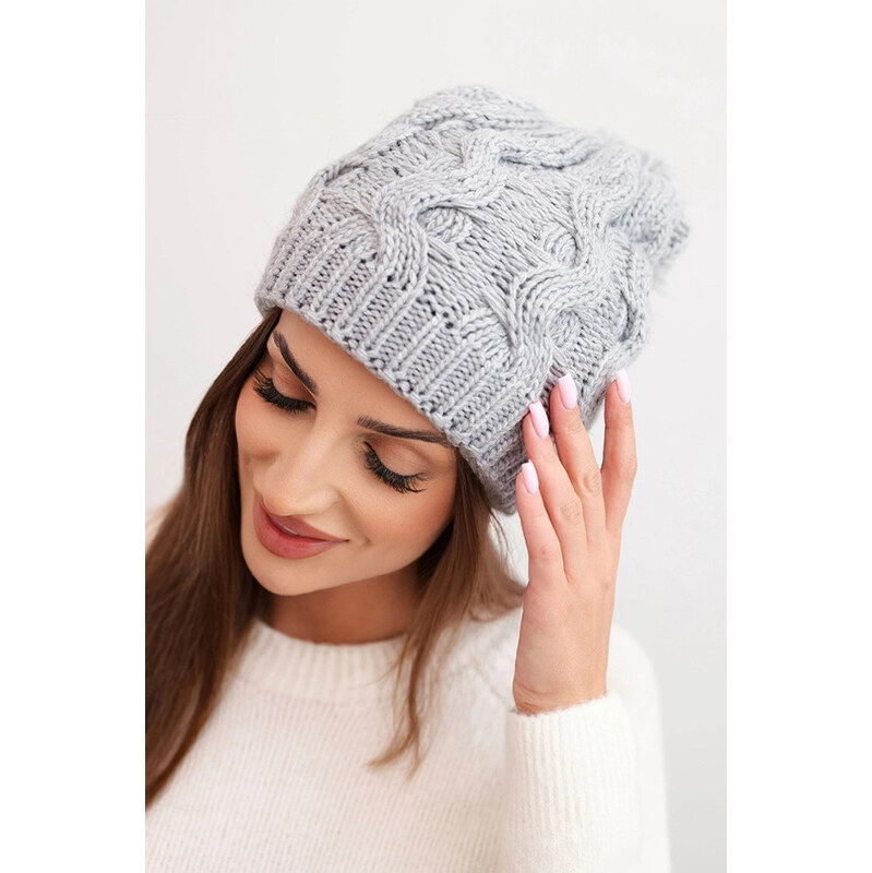 K-Fashion Dámska zimná vlnená čiapka s hrubým pleteným vzorom K458 67779134