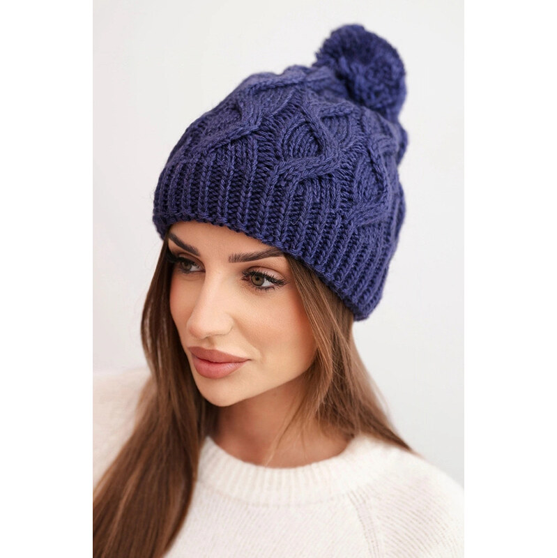 K-Fashion Dámska zimná vlnená čiapka s hrubým pleteným vzorom K458 67779135