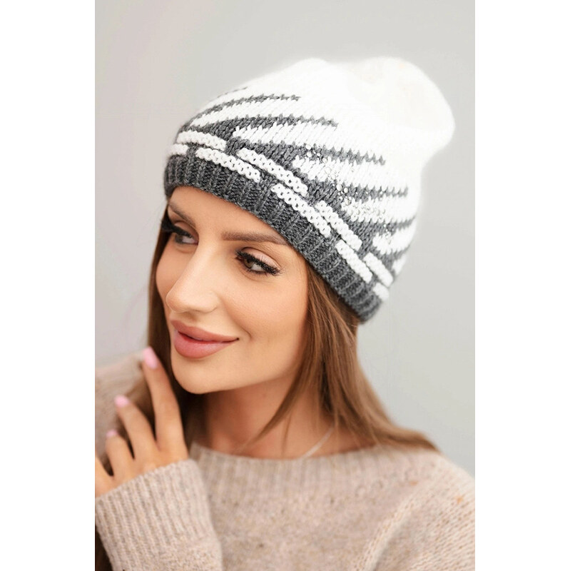 K-Fashion Dámska zimná vlnená čiapka s geometrickým vzorom a 67779151