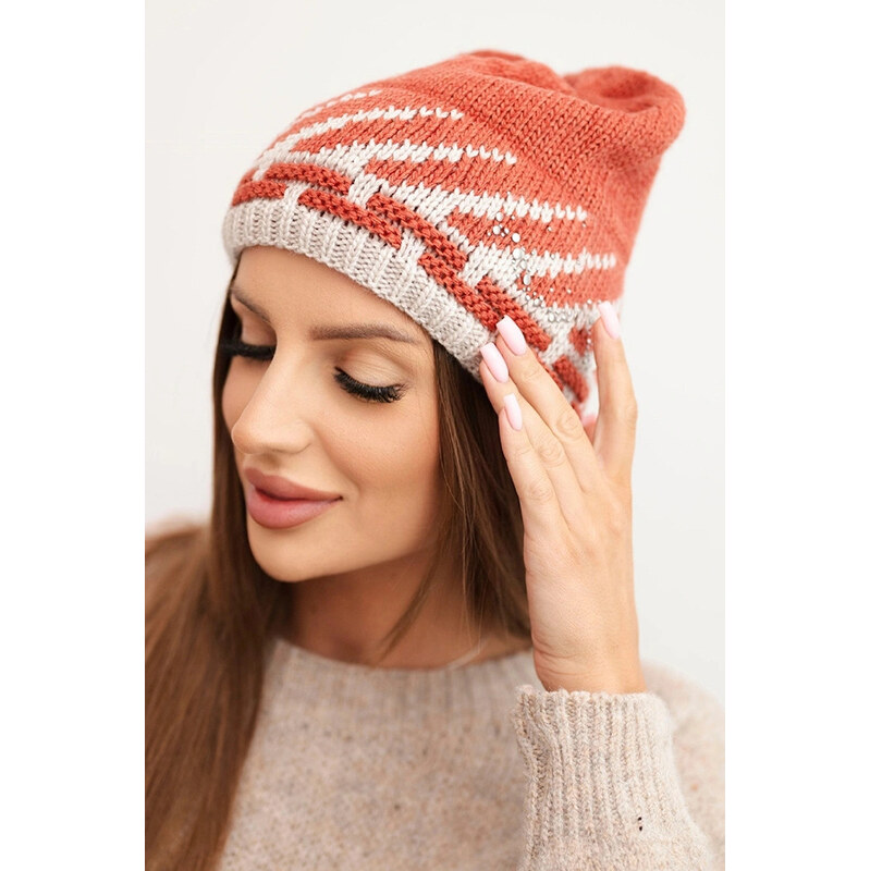 K-Fashion Dámska zimná vlnená čiapka s geometrickým vzorom a 67779154