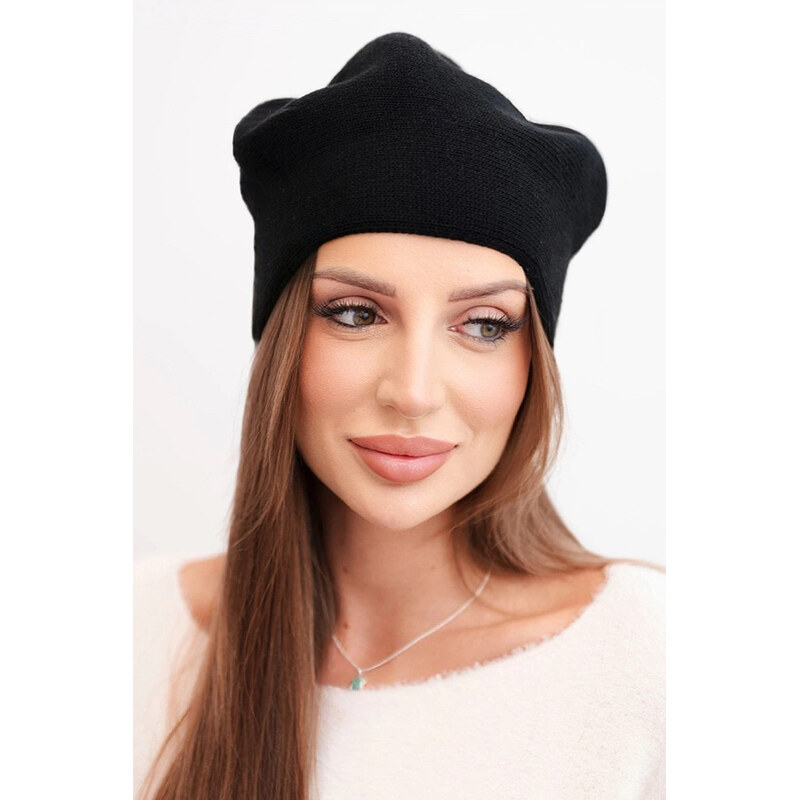 K-Fashion Dámska vlnená klasická hladká čiapka K420 black 67779263