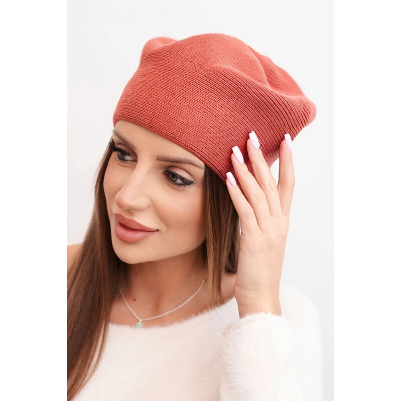 K-Fashion Dámska čiapka klasická hladká K420 hrdzavá 67779275