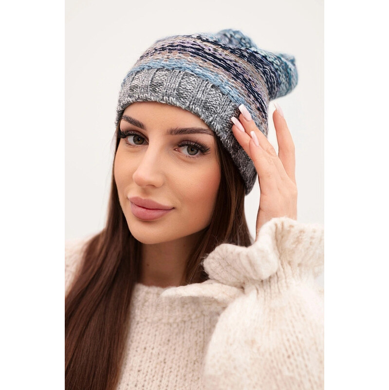 K-Fashion Čiapka s fleecom Krystyna K207 sea+grey 67779402