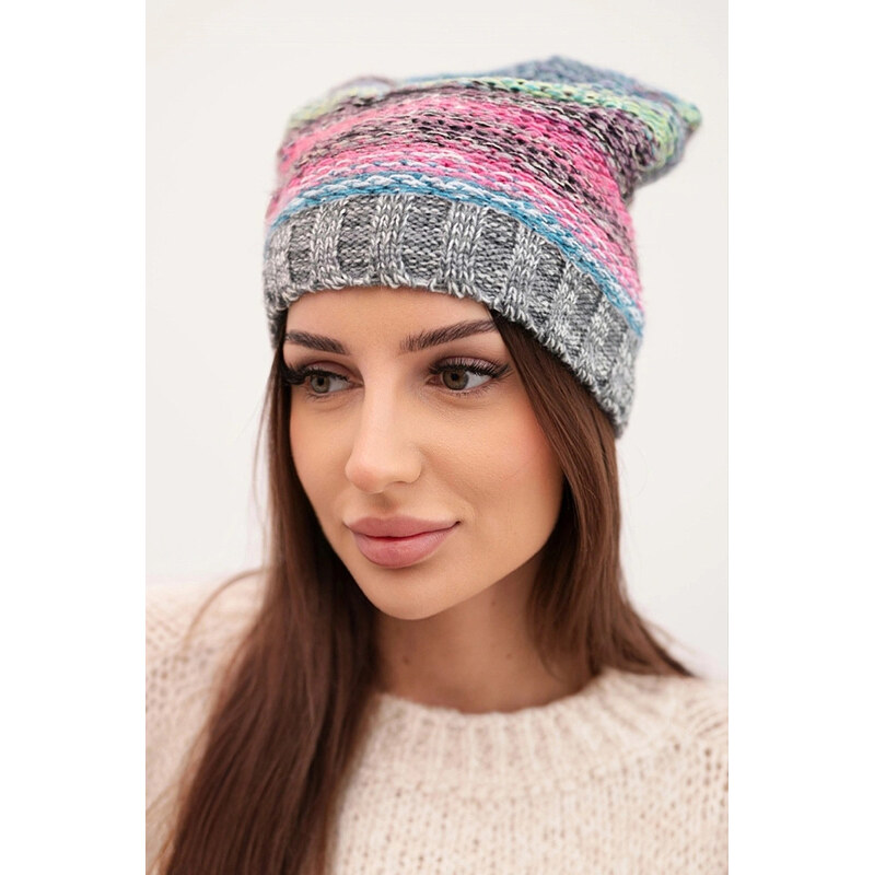 K-Fashion Čiapka s fleecom Krystyna K207 fialová+ružová 67779396