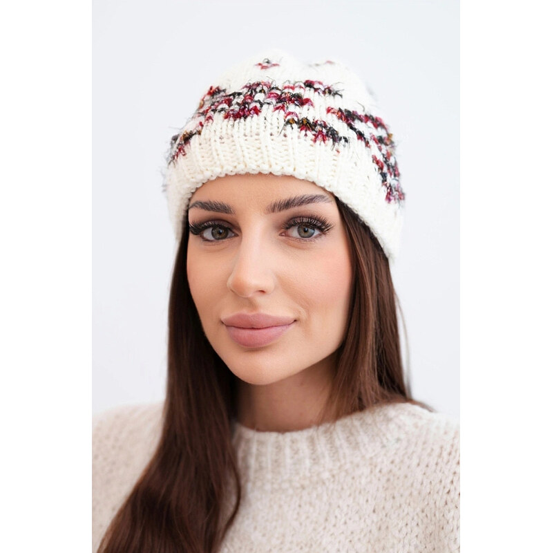 K-Fashion Dámska zimná čiapka s nórskym vzorom a hrubým úpletom K351 67779467