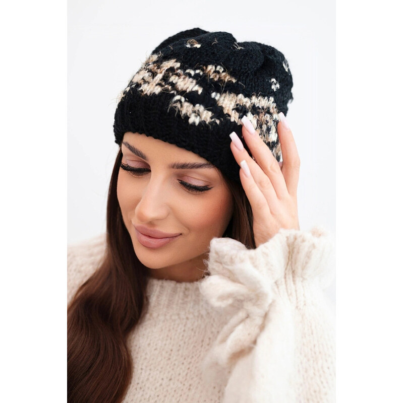 K-Fashion Dámska zimná čiapka s nórskym vzorom a hrubým úpletom K351 67779462