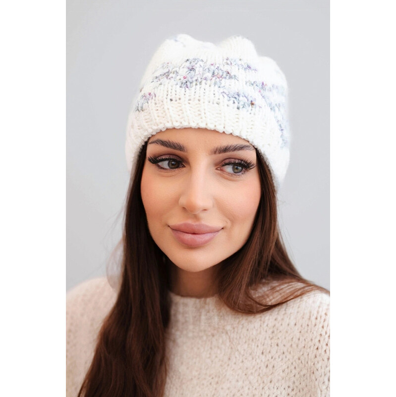 K-Fashion Dámska zimná čiapka s nórskym vzorom a hrubým úpletom K351 67779464
