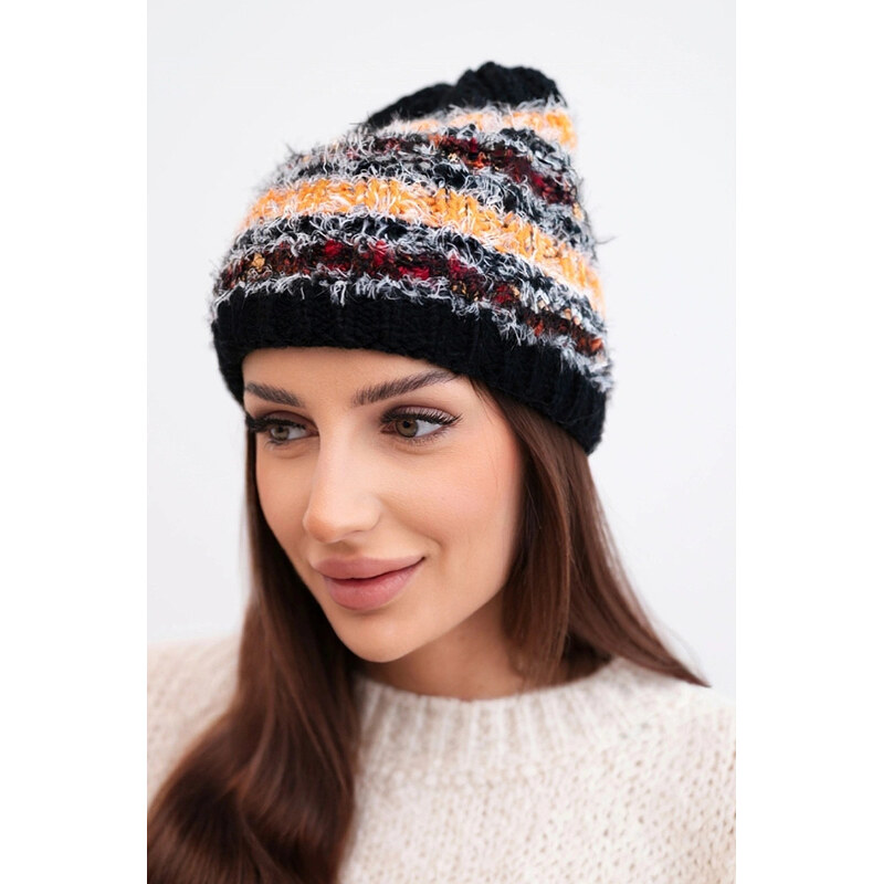K-Fashion Dámska zimná čiapka s farebnou priadzou a elastickou šnúrkou 67779473