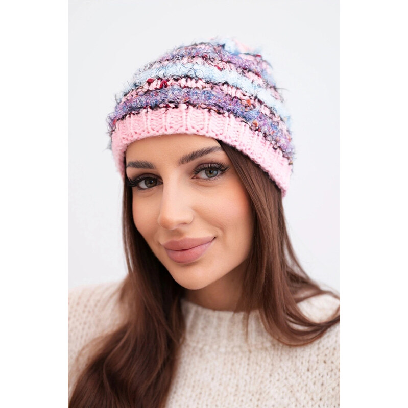 K-Fashion Dámska zimná čiapka s farebnou priadzou a elastickou šnúrkou 67779471