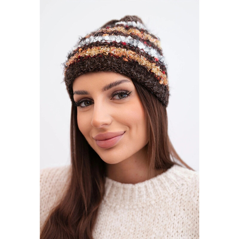 K-Fashion Dámska zimná čiapka s farebným vláknom a elastickou šnúrkou 67779472