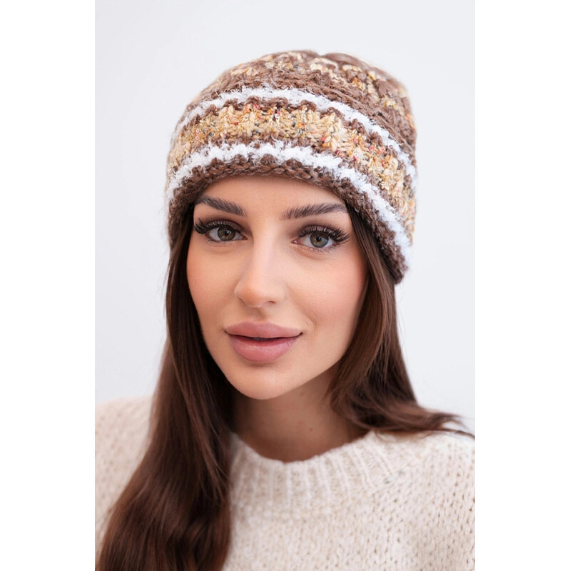 K-Fashion Dámska zimná čiapka s farebným vláknom a elastickou šnúrkou 67779480