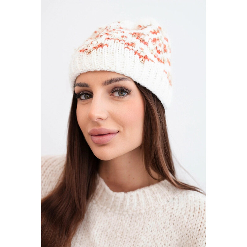 K-Fashion Dámska zimná čiapka s farebnými vzormi a hrubým úpletom K353 67779485