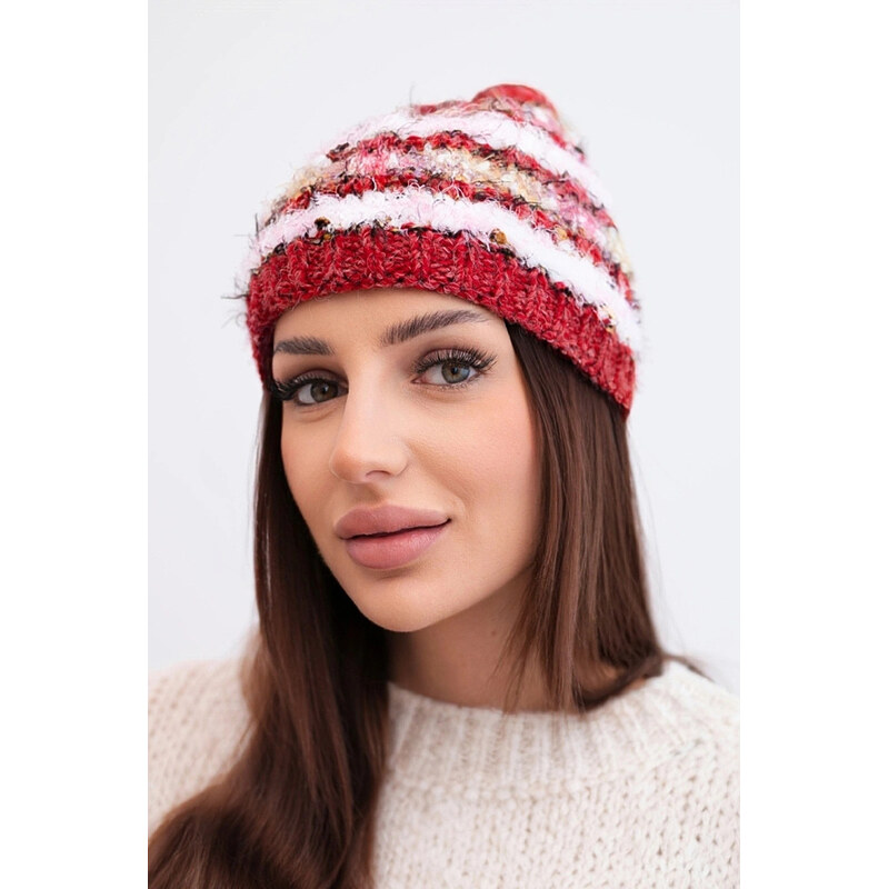 K-Fashion Dámska zimná čiapka s farebnou priadzou a elastickou šnúrkou 67779482
