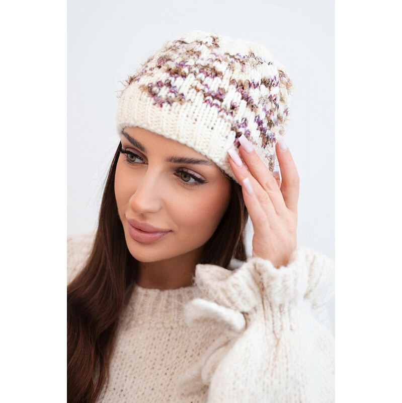 K-Fashion Dámska zimná čiapka s farebnými vzormi a hrubým úpletom K353 67779493