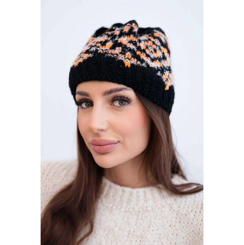 K-Fashion Dámska zimná čiapka s farebnými vzormi a hrubým úpletom K353 67779488