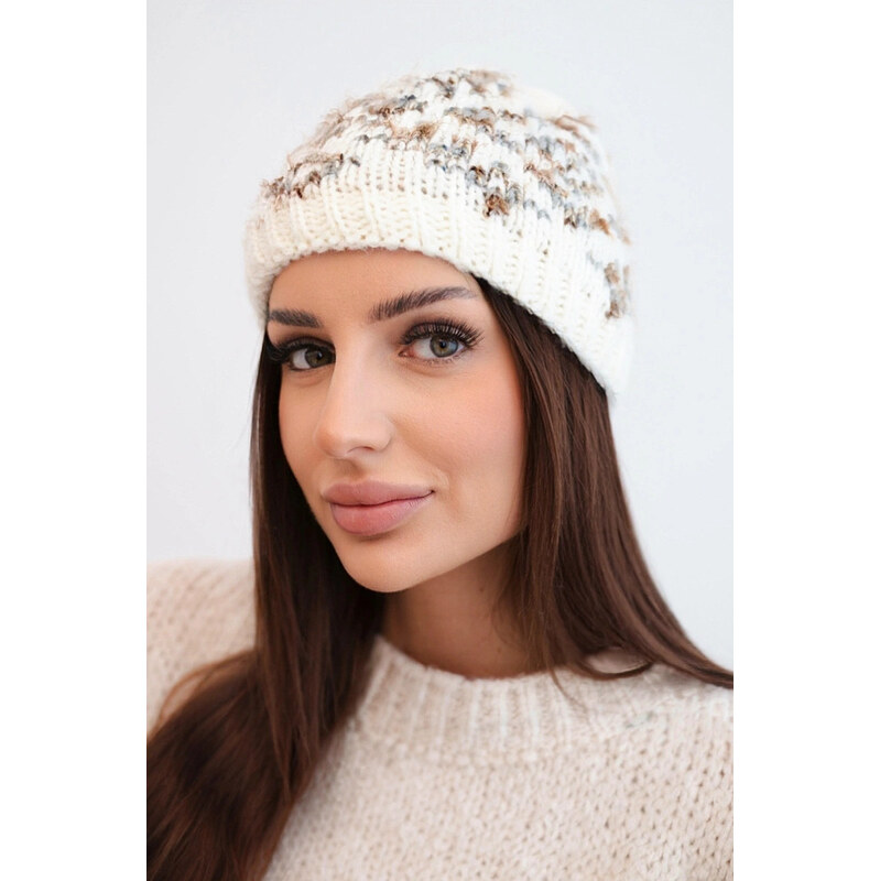 K-Fashion Dámska zimná čiapka s farebnými vzormi a hrubým úpletom K353 67779492