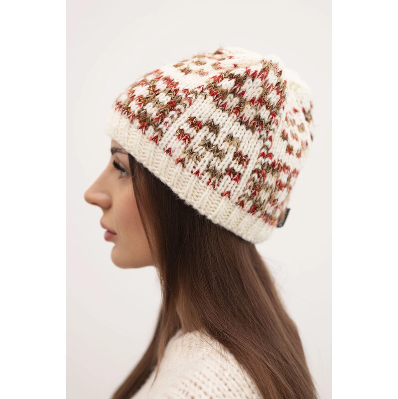 K-Fashion Dámska zimná čiapka s farebnou priadzou a hrubým okrajom 67779495