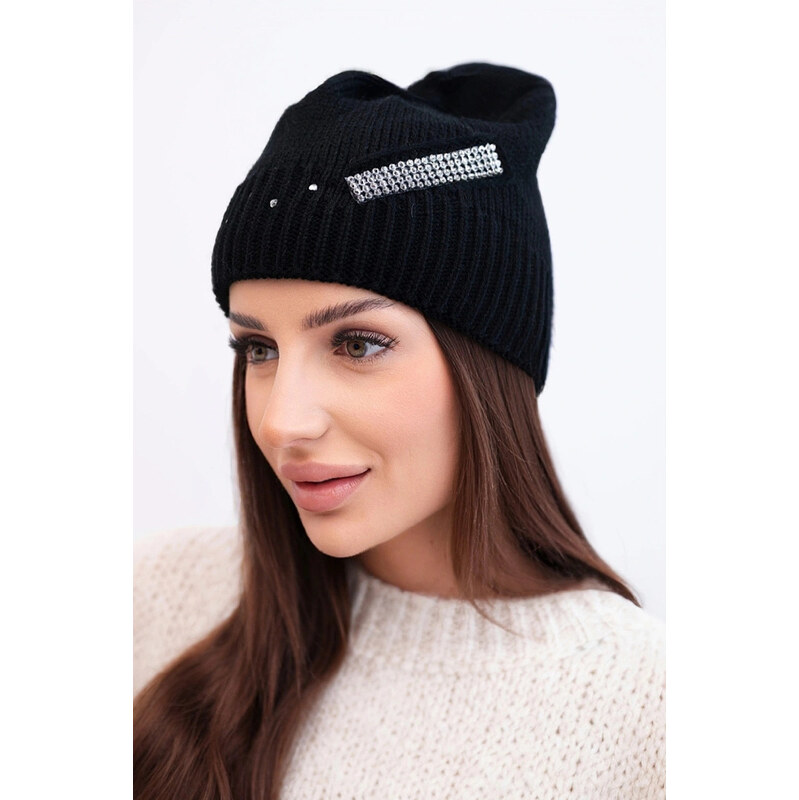 K-Fashion Dámska zimná vlnená čiapka s ozdobným zirkónovým pásom K402 67779511