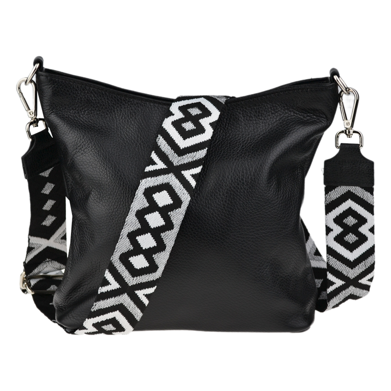 Čierna kožená talianska crossbody kabelka Amalia Nera III NovaKabelka 67781104