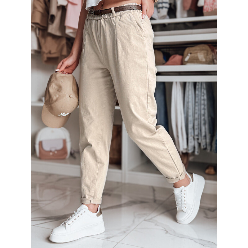 Dámske nohavice chinos s opaskom RELCIX light beige FashionStreet 67780581