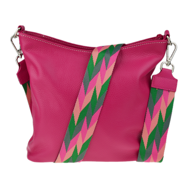 Ružová kožená talianska crossbody kabelka Amalia Fuxia IV NovaKabelka 67781114