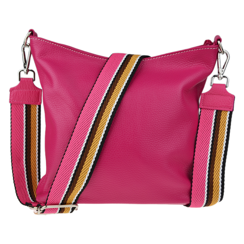 Ružová kožená talianska crossbody kabelka Amalia Fuxia III NovaKabelka 67781113