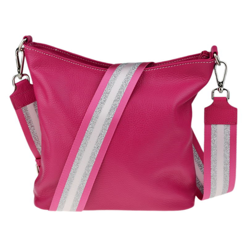 Ružová kožená talianska crossbody kabelka Amalia Fuxia V NovaKabelka 67781115