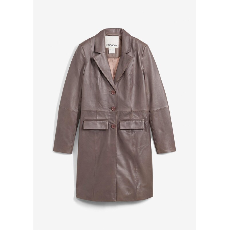 bonprix Krátky blejzer, jahňacia koža nappa, farba hnedá 62055287