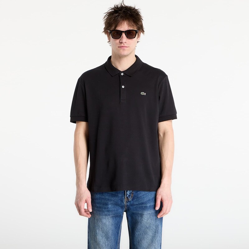 Tričko LACOSTE Short Sleeved Ribbed Collar Shirt Black 4 67783408
