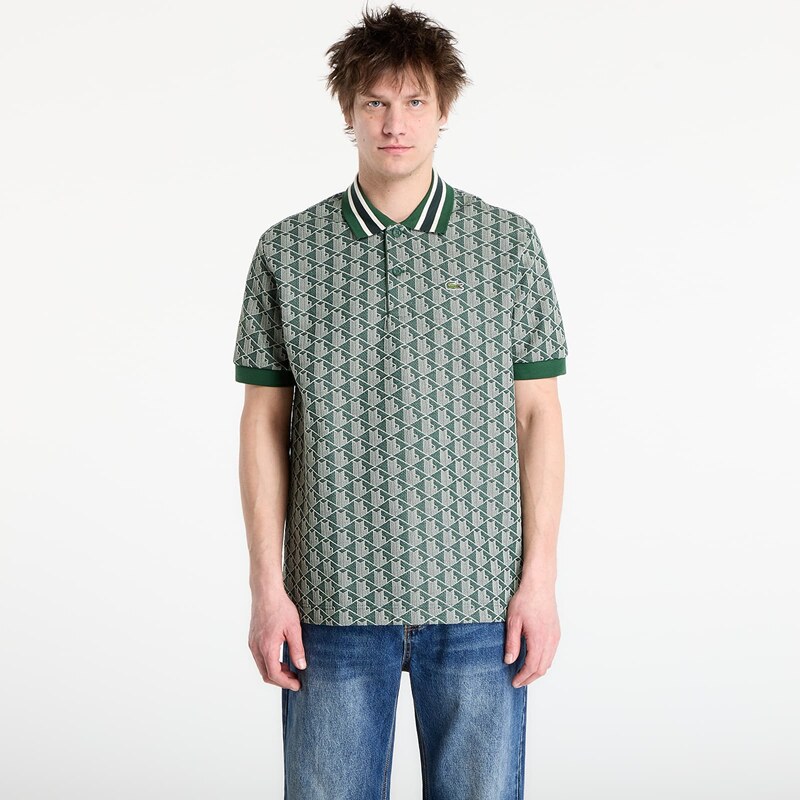 Tričko LACOSTE Short Sleeved Ribbed Collar Shirt Green/ Sinople 5 67783439